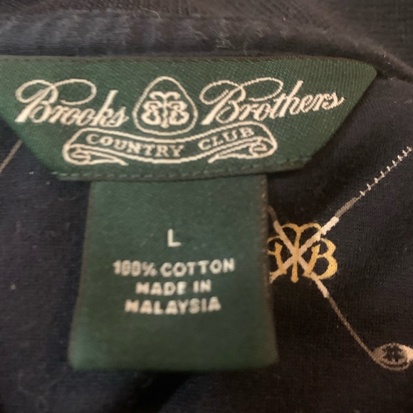 Brooks Brothers Country Club Men’s Polo Shirt Short Sleeve Navy w Gold Large - Picture 8 of 9